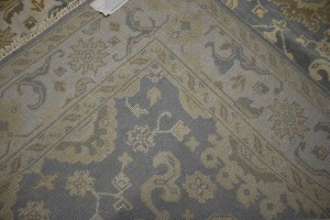Slate Gray Floral 6X9 Oushak Chobi Oriental Rug