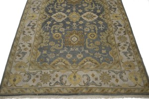 Slate Gray Floral 6X9 Oushak Chobi Oriental Rug