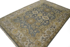 Slate Gray Floral 6X9 Oushak Chobi Oriental Rug