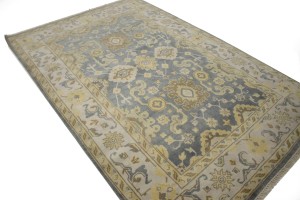 Slate Gray Floral 6X9 Oushak Chobi Oriental Rug