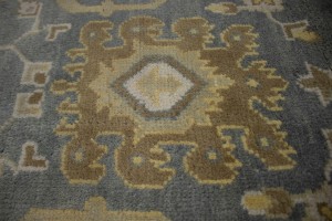 Slate Gray Floral 6X9 Oushak Chobi Oriental Rug