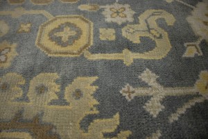 Slate Gray Floral 6X9 Oushak Chobi Oriental Rug