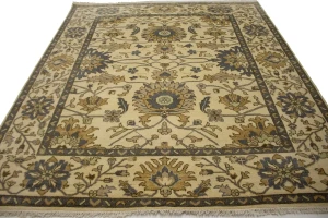 Cream Floral 8'4X9'7 Oushak Chobi Oriental Rug