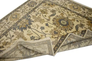 Cream Floral 8'4X9'7 Oushak Chobi Oriental Rug