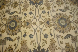 Cream Floral 8'4X9'7 Oushak Chobi Oriental Rug