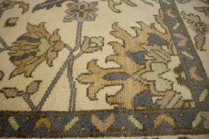 Cream Floral 8'4X9'7 Oushak Chobi Oriental Rug
