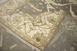 Brownish Gray Floral 8X10 Oushak Oriental Rug