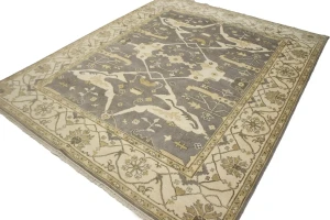 Brownish Gray Floral 8X10 Oushak Oriental Rug