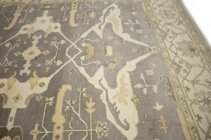 Brownish Gray Floral 8X10 Oushak Oriental Rug