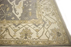 Brownish Gray Floral 8X10 Oushak Oriental Rug