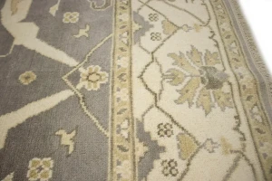 Brownish Gray Floral 8X10 Oushak Oriental Rug