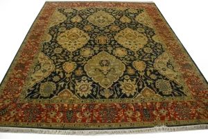 Charcoal Floral 7'8X9'5 Indo-Tabriz Oriental Rug