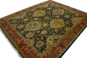 Charcoal Floral 7'8X9'5 Indo-Tabriz Oriental Rug