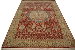 Orange-red Geometric 6X9 Mamluk Oriental Rug
