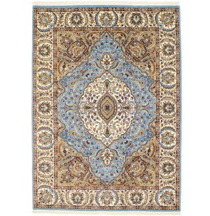 Blue & Cream Floral Kirman 6X8 Oriental Rug