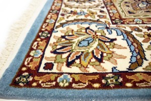 Blue & Cream Floral Kirman 6X8 Oriental Rug