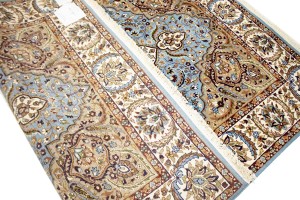 Blue & Cream Floral Kirman 6X8 Oriental Rug