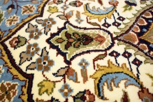 Blue & Cream Floral Kirman 6X8 Oriental Rug