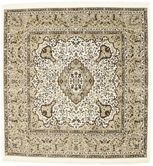 Cream Floral Kirman 6'3X6'5 Oriental Rug