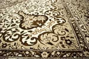 Cream Floral Kirman 6'3X6'5 Oriental Rug