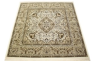 Cream Floral Kirman 6'3X6'5 Oriental Rug