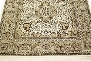 Cream Floral Kirman 6'3X6'5 Oriental Rug