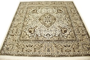 Cream Floral Kirman 6'3X6'5 Oriental Rug
