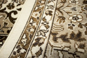 Cream Floral Kirman 6X6 Oriental Rug