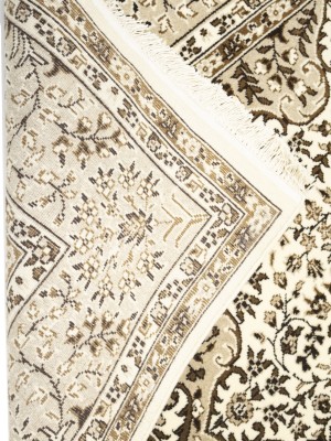 Cream Floral Kirman 6X6 Oriental Square Rug