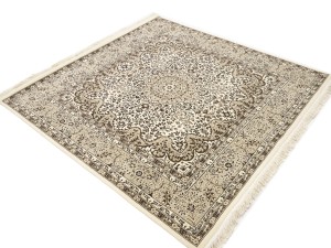 Cream Floral Kirman 6X6 Oriental Square Rug