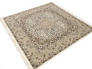 Cream Floral Kirman 6X6 Oriental Square Rug