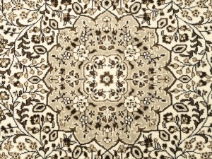 Cream Floral Kirman 6X6 Oriental Square Rug