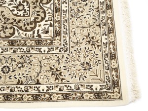 Cream Floral Kirman 6X6 Oriental Square Rug