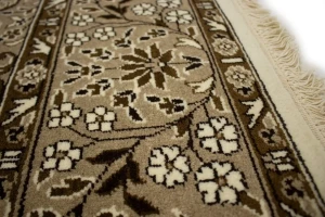 Cream Floral Kirman 6X6 Oriental Rug