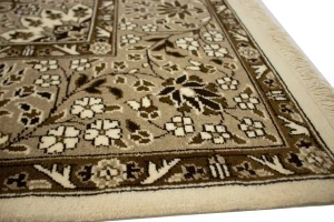 Cream Floral Kirman 6X6 Oriental Rug