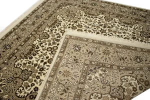 Cream Floral Kirman 6X6 Oriental Rug