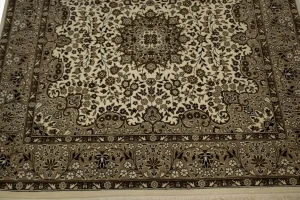 Cream Floral Kirman 6X6 Oriental Rug