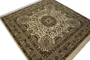 Cream Floral Kirman 6X6 Oriental Rug