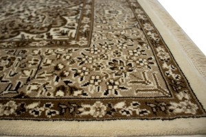 Cream Floral Kirman 5X5 Oriental Square Rug