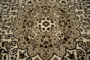Cream Floral Kirman 5X5 Oriental Square Rug