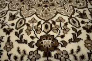 Cream Floral Kirman 5X5 Oriental Square Rug