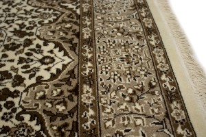 Cream Floral Kirman 5X5 Oriental Square Rug