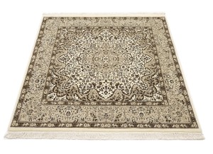 Cream Floral Kirman 5X5 Oriental Square Rug