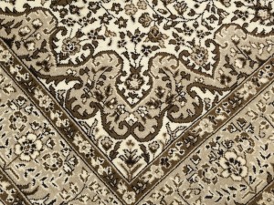 Cream Floral Kirman 5X5 Oriental Square Rug