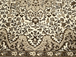 Cream Floral Kirman 5X5 Oriental Square Rug