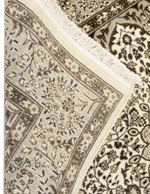 Cream Floral Kirman 5X5 Oriental Square Rug