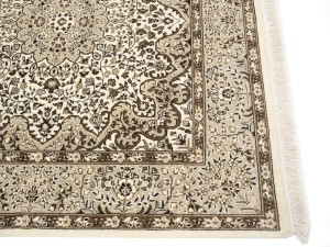 Cream Floral Kirman 5X5 Oriental Square Rug