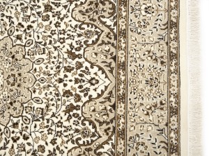 Cream Floral Kirman 5X5 Oriental Square Rug