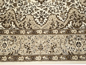 Cream Floral Kirman 5X5 Oriental Square Rug