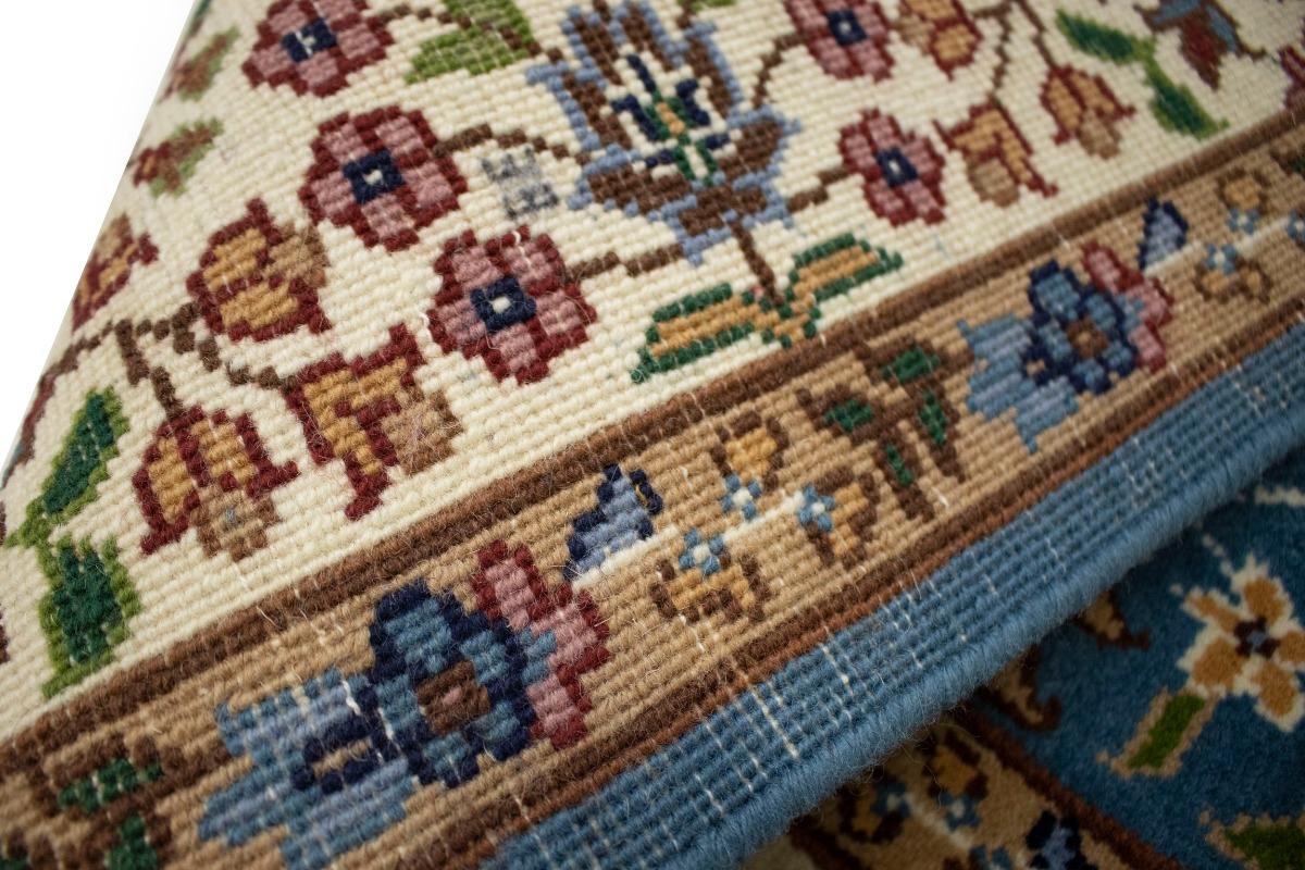 Patchwork Area Rug Brown Floral Carpet Cross Stitch Anti Slip Rug